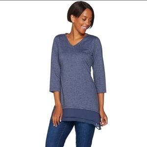 Logo Lounge Tiered Top Chiffon Trim 3/4‎ Sleeve